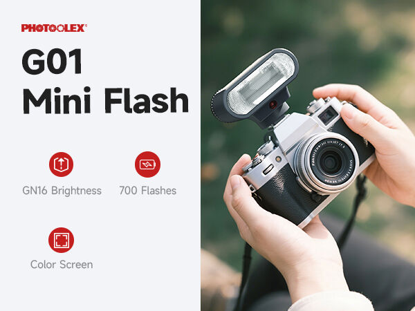 Photoolex G01 Mini Camera Flash, Gn16, 10-level Power Control, Wireless ...