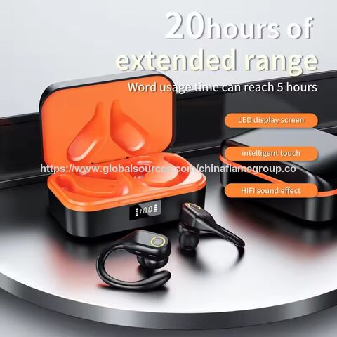 Écouteurs sans Fil Sportifs J10 ANC ENC à Double Annulation de Bruit avec Crochet d'oreille, Boîtier de Charge 300mAh, 2024