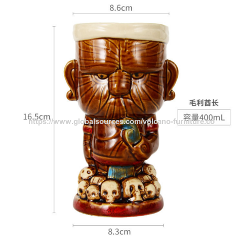 Taza Tiki Hawaiana al por mayor, Taza de cóctel creativa, Taza de cerámica, Decoración de taza de Bar