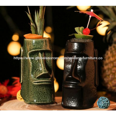 Taza Tiki Hawaiana al por mayor, Taza de cóctel creativa, Taza de cerámica, Decoración de taza de Bar
