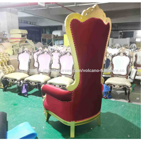 Sillas de rey/princesa personalizadas, sillas de respaldo alto y decoraciones de vestíbulo talladas en madera maciza para el vestíbulo del hotel