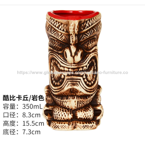 Taza Tiki Hawaiana al por mayor, Taza de cóctel creativa, Taza de cerámica, Decoración de taza de Bar