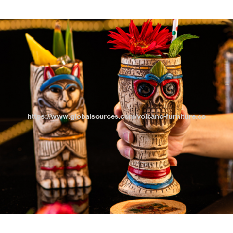 Taza Tiki Hawaiana al por mayor, Taza de cóctel creativa, Taza de cerámica, Decoración de taza de Bar