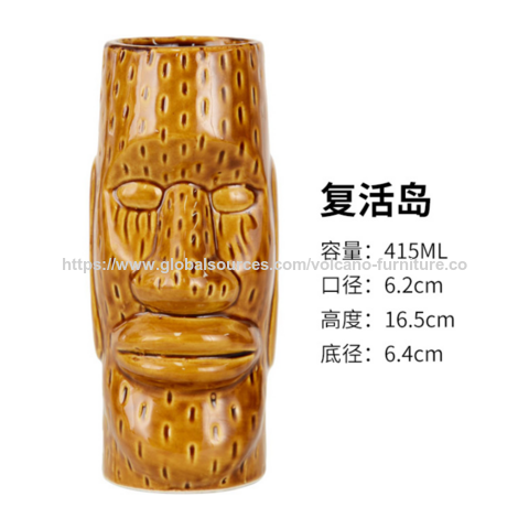Taza Tiki Hawaiana al por mayor, Taza de cóctel creativa, Taza de cerámica, Decoración de taza de Bar