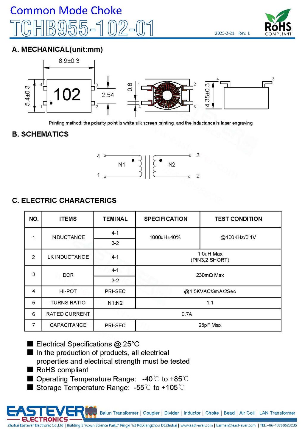 High-impedance Common Mode Choke For Emi Suppression,1000uh,smd ...