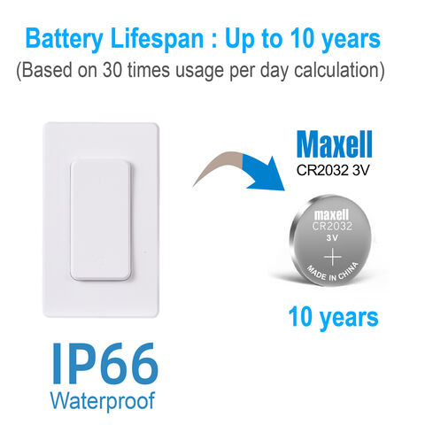 Interrupteur RF 433MHz à Télécommande Tactile, Relais 10A, Protection Contre Les Surcharges, Étanche IP66 pour Chambre, Patio ou Garage
