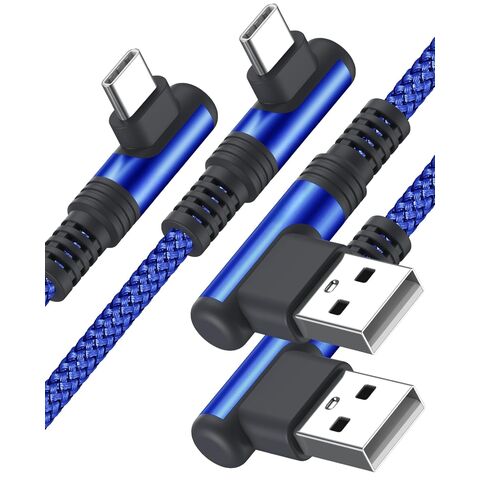 Cable USB a Tipo C de 90 Grados con Carga Rápida, Cable de Carga Duradero USB A a Tipo C PD con Trenzado de Nylon