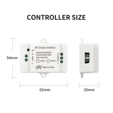 Receptor de control remoto RF de 1 canal para hogar inteligente con transmisor para iluminación LED, ventilador, puertas eléctricas, interruptor