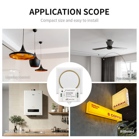 Receptor de control remoto RF de 1 canal para hogar inteligente con transmisor para iluminación LED, ventilador, puertas eléctricas, interruptor