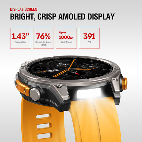 Zeblaze Stratos 4 Reloj Inteligente GPS con Pantalla AMOLED de 1.43'', GPS Integrado, Linterna, Altímetro Barométrico, Llamadas Bluetooth, 5 ATM