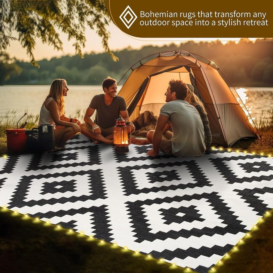 Led Light Patio Rug Mat Indoor Outdoor Rug Carpet Waterproof Rv Camping ...