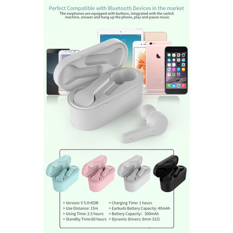Auriculares TWS ODM con Bluetooth 5.0, 4 horas de reproducción - Auriculares inalámbricos Bluetooth para empresas
