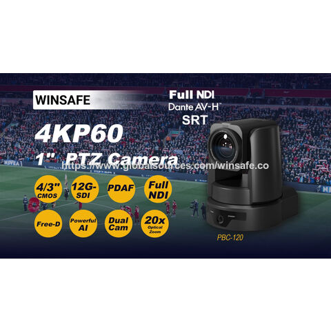 Caméra PTZ 4K60p NDI 12G-SDI Genlock Free-D SRT Dante AV-H avec IA puissante pour suivi automatique du conférencier, zoom 20X/30X, studio AR/VR