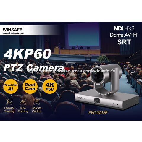 Caméra PTZ 4K60p NDI 12G-SDI Genlock Free-D SRT Dante AV-H avec IA puissante pour suivi automatique du conférencier, zoom 20X/30X, studio AR/VR