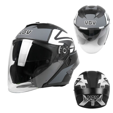 Capacete de motocicleta de meia face universal para todas as estações, com lente dupla e viseira solar, estilo cavaleiro 3C para homens e mulheres - Promoção Imperdível