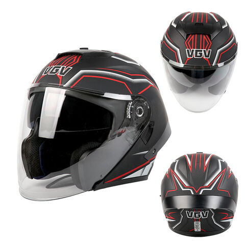 Capacete de motocicleta de meia face universal para todas as estações, com lente dupla e viseira solar, estilo cavaleiro 3C para homens e mulheres - Promoção Imperdível