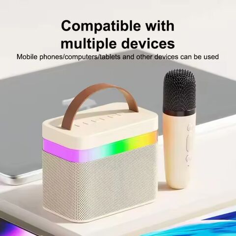 Altavoz Bluetooth Portátil al por Mayor con Sonido Envolvente Estéreo Inalámbrico, Máquina de Karaoke con 2 Micrófonos