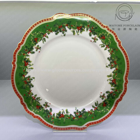 Fuente de cerámica en relieve de 12 pulgadas al por mayor de primera calidad, diseño navideño, apta para lavavajillas, microondas y horno, muy ligera