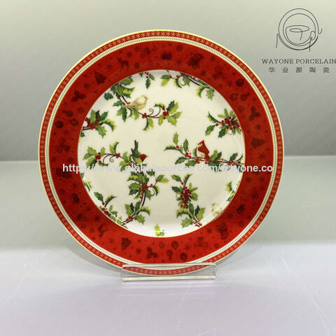 Fuente de cerámica en relieve de 12 pulgadas al por mayor de primera calidad, diseño navideño, apta para lavavajillas, microondas y horno, muy ligera