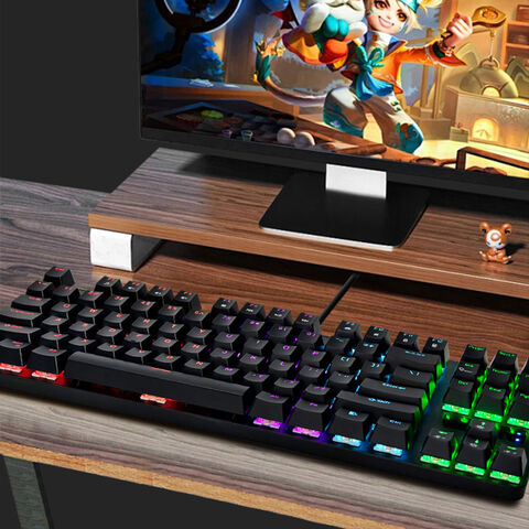 Mechanische Tastatur mit Kabel, 87 Tasten, mechanische, mehrfarbige Hintergrundbeleuchtung, für Desktop-Computer, Büro, E-Sport-Spiele