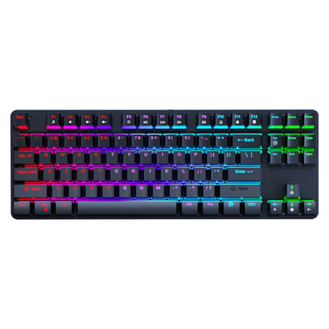 Mechanische Tastatur mit Kabel, 87 Tasten, mechanische, mehrfarbige Hintergrundbeleuchtung, für Desktop-Computer, Büro, E-Sport-Spiele