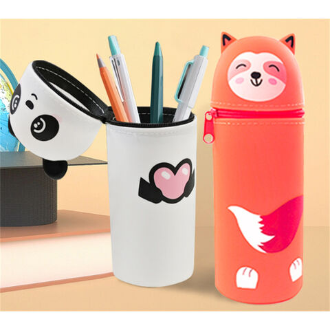 Estuche de Lápices de Silicona Retráctil Plegable con Diseño de Dibujos Animados, Organizador de Papelería Creativo y Sencillo para Estudiantes al por mayor