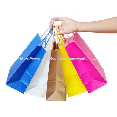 Sac Cadeau en Papier Kraft Blanc Fabriqué à la Machine, Personnalisé avec 10 Couleurs, Impression Sur Mesure