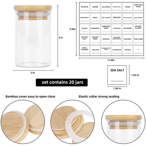 Mini frasco de especiarias de 90 g com tampa de bambu