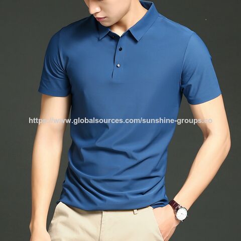 Polo de luxe en soie glacée sans couture pour homme, grande taille, disponible en plusieurs couleurs. Polo de marque tendance avec col pour l'été. Manches courtes