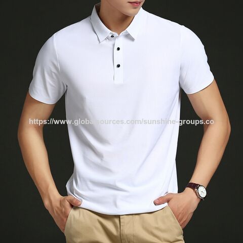 Polo de luxe en soie glacée sans couture pour homme, grande taille, disponible en plusieurs couleurs. Polo de marque tendance avec col pour l'été. Manches courtes