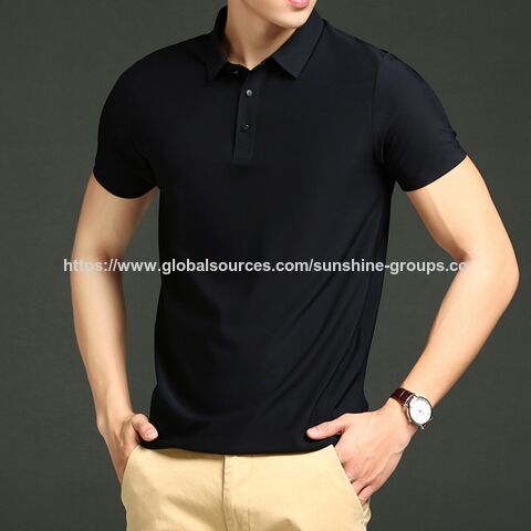 Polo de luxe en soie glacée sans couture pour homme, grande taille, disponible en plusieurs couleurs. Polo de marque tendance avec col pour l'été. Manches courtes