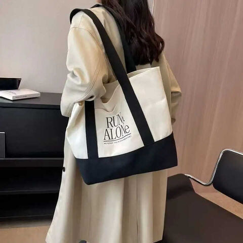 Sac de voyage avec logo personnalisé, Sac fourre-tout en toile de coton avec longues anses, Sac de shopping mignon, écologique et durable pour la vente en gros