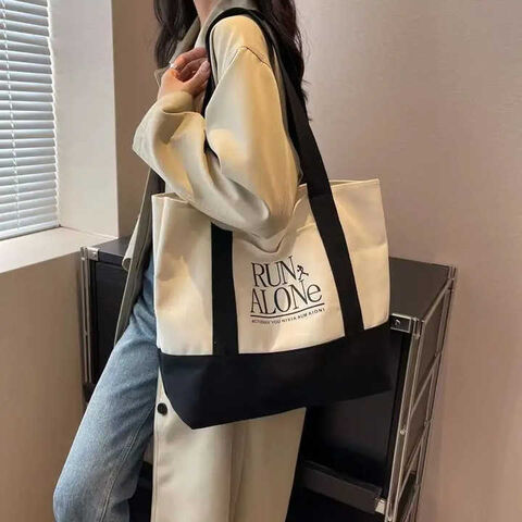 Sac de voyage avec logo personnalisé, Sac fourre-tout en toile de coton avec longues anses, Sac de shopping mignon, écologique et durable pour la vente en gros