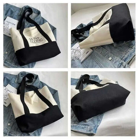 Sac de voyage avec logo personnalisé, Sac fourre-tout en toile de coton avec longues anses, Sac de shopping mignon, écologique et durable pour la vente en gros