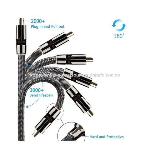 Câble HDMI 2.0 Platine Haut de Gamme Tressé en Nylon, 4K, 3D, 2160P, Meilleures Ventes pour Ultra HDTV en Gros