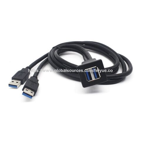 Kabel Ekstensi USB 3.0 Panel Persegi Port Ganda Flush Mount dengan Gesper untuk Mobil Truk Perahu Sepeda Motor