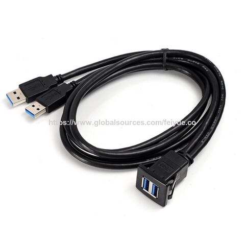 Kabel Ekstensi USB 3.0 Panel Persegi Port Ganda Flush Mount dengan Gesper untuk Mobil Truk Perahu Sepeda Motor