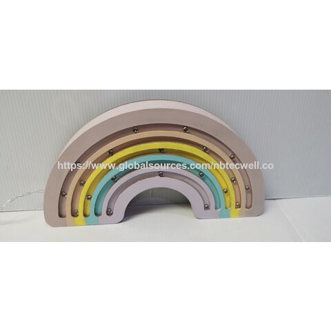 مصابيح LED خشبية على شكل حيوانات، زينة للأطفال، تصميم قوس قزح، وظيفة تعليق ووضع على الطاولة، توصيل سلك USB