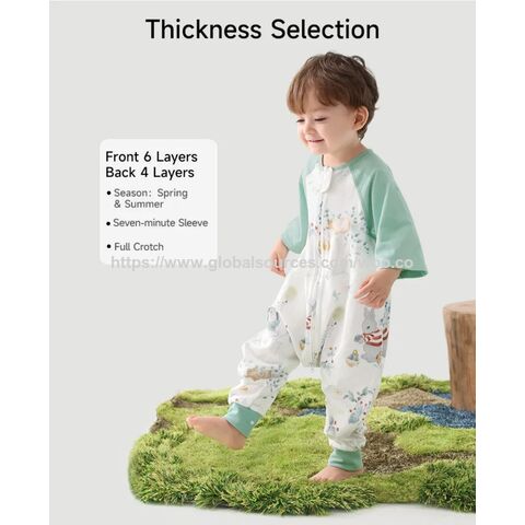 Saco de dormir para bebé con estampado de dibujos animados de animales para primavera y otoño, 1.0 Tog, manta de dormir para bebés, productos para bebés de gasa de algodón de bambú