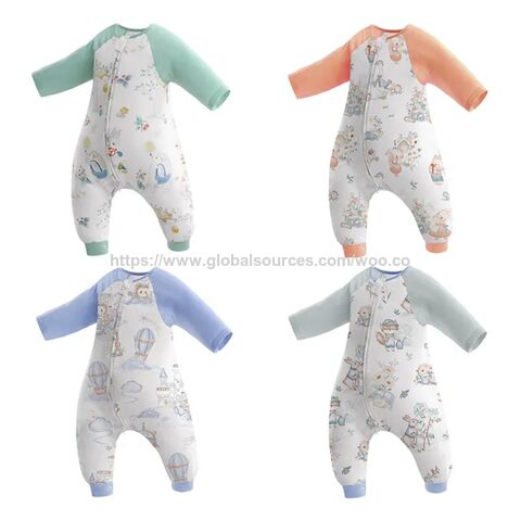 Saco de dormir para bebé con estampado de dibujos animados de animales para primavera y otoño, 1.0 Tog, manta de dormir para bebés, productos para bebés de gasa de algodón de bambú