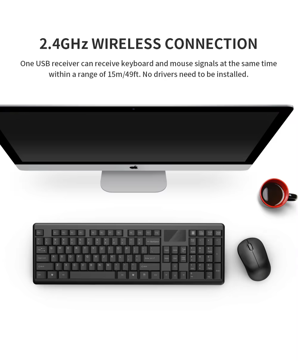 2.4ghz Wireless Keyboard Mouse Combo With Ultra-thin Profile, 1200 Dpi ...