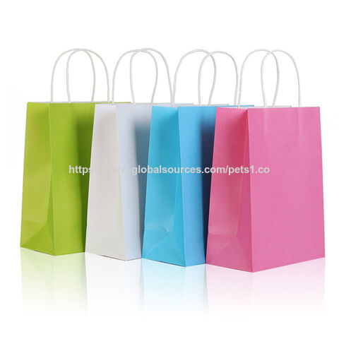 Kraftpapier-Geschenktüten mit gedrehten Griffen, sortierte Regenbogenfarben, Papiertragetaschen für Geburtstag, Geschenke, Einkauf im Großhandel