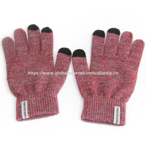 Gants tricotés tactiles en acrylique brodé avec logo 2020