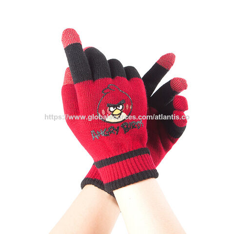 Gants tricotés tactiles en acrylique brodé avec logo 2020