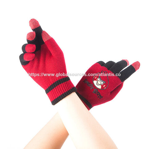 Gants tricotés tactiles en acrylique brodé avec logo 2020