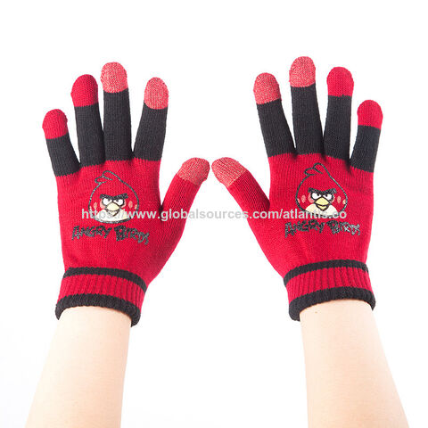Gants tricotés tactiles en acrylique brodé avec logo 2020