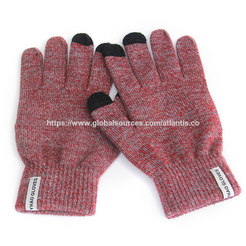 Gants tricotés tactiles en acrylique brodé avec logo 2020