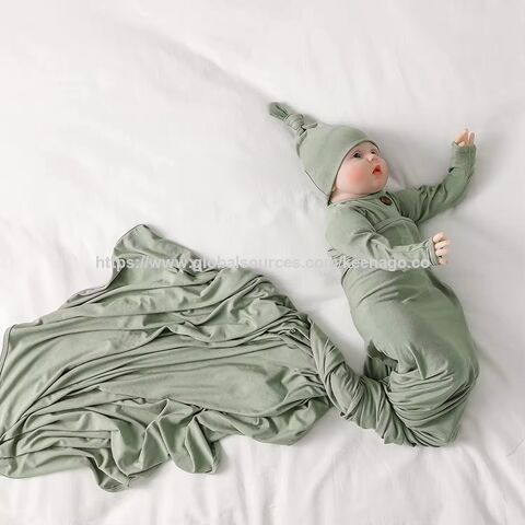 High Quality Soft Receiving Blanket for Newborns with Hat Bamboo Baby Wrap