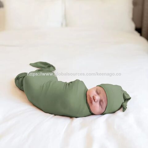 High Quality Soft Receiving Blanket for Newborns with Hat Bamboo Baby Wrap