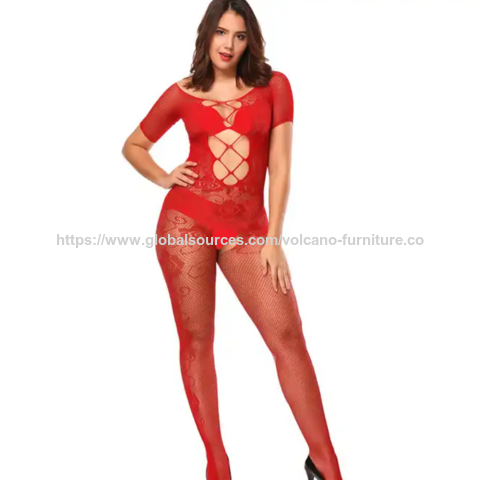Großhandel Fischernetzkörperstrumpf Nylon Sexy Dessous für Damen Ganzkörperstrumpf Offener Schritt Bodysuit für Damen